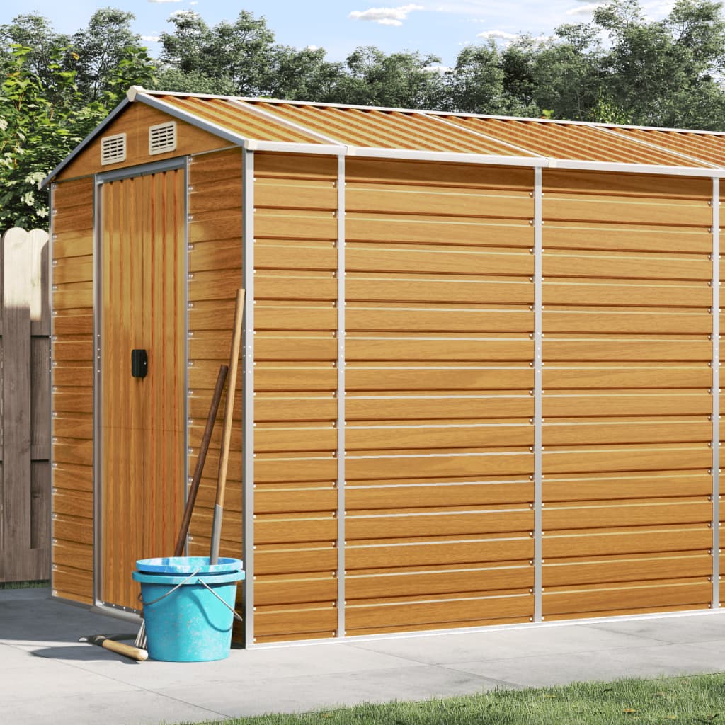 vidaXL Caseta de jardín acero galvanizado marrón claro 191x555x198 cm