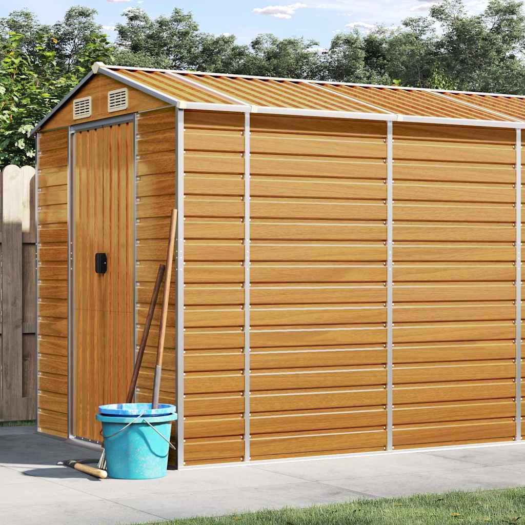vidaXL Caseta de jardín acero galvanizado marrón claro 191x725x198 cm
