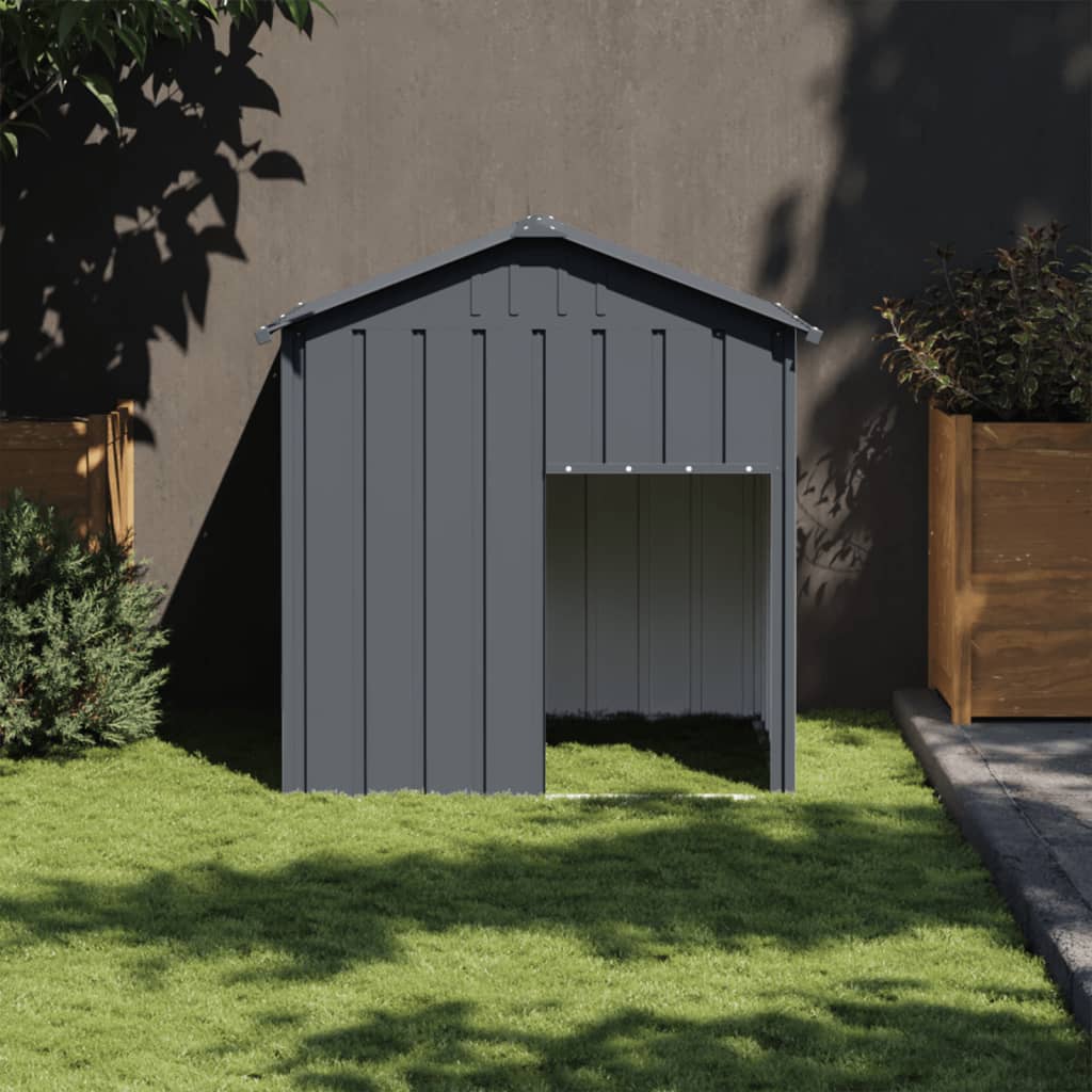 vidaXL Caseta perros con tejado acero galvanizado gris 117x103x123cm