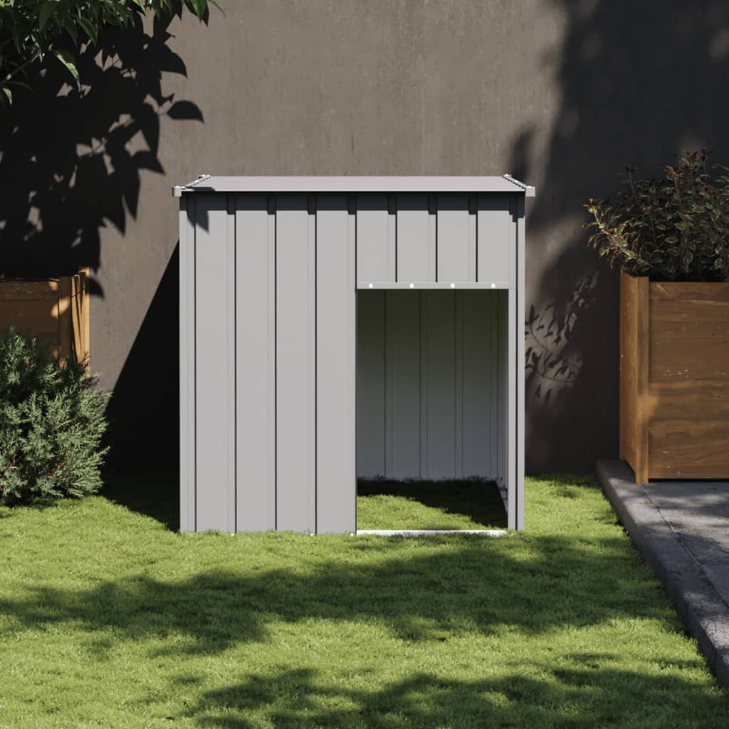 vidaXL Caseta para perro con techo, gris claro, 110 x 103 x 109 cm, acero galvanizado