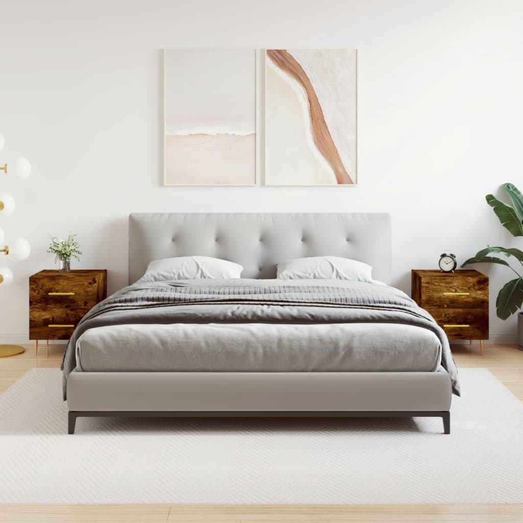 vidaXL Mesita noche 2 uds madera ingeniería roble ahumado 40x35x47,5cm