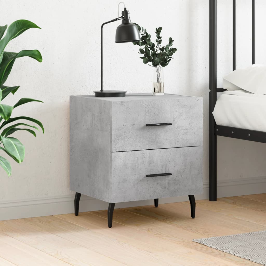 vidaXL Mesita de noche madera ingeniería gris hormigón 40x35x47,5 cm
