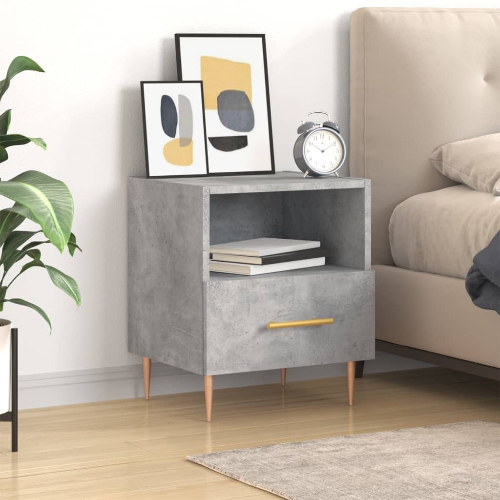 vidaXL Mesita de noche madera ingeniería gris hormigón 40x35x47,5 cm