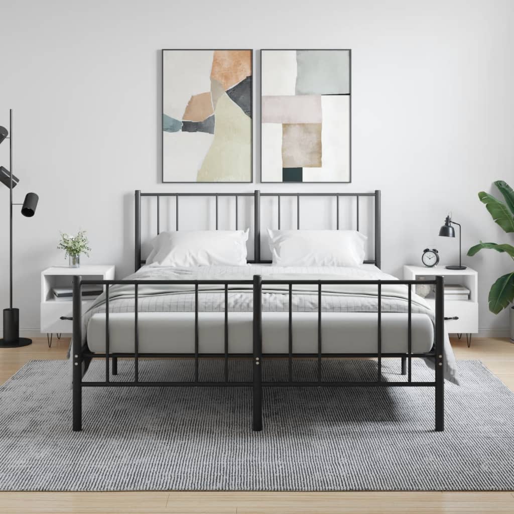 vidaXL Mesita noche 2 uds madera ingeniería blanco brillo 40x35x47,5cm