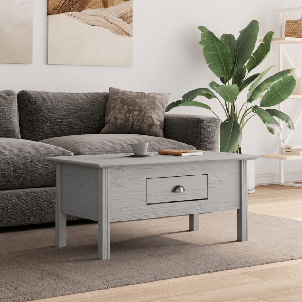 vidaXL Mesa de centro BODO madera maciza de pino gris 100x55x46 cm