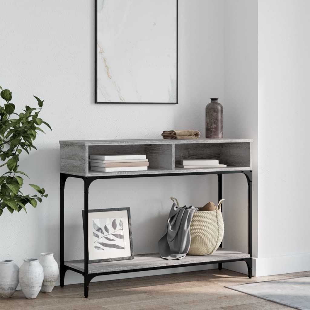 vidaXL Mesa consola madera de ingeniería gris Sonoma 100x30,5x75 cm