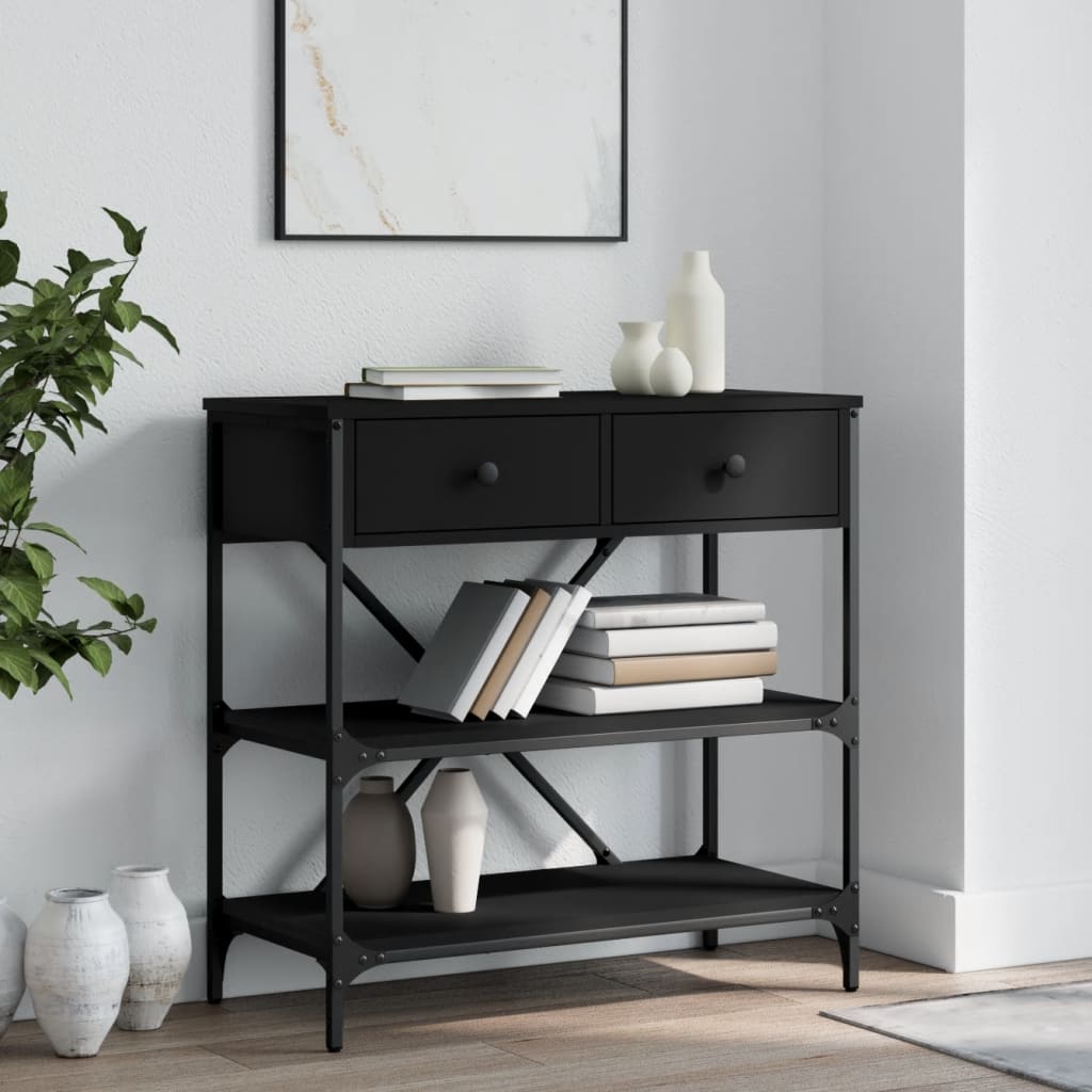 vidaXL Mesa consola madera de ingeniería negro 75x34,5x75 cm