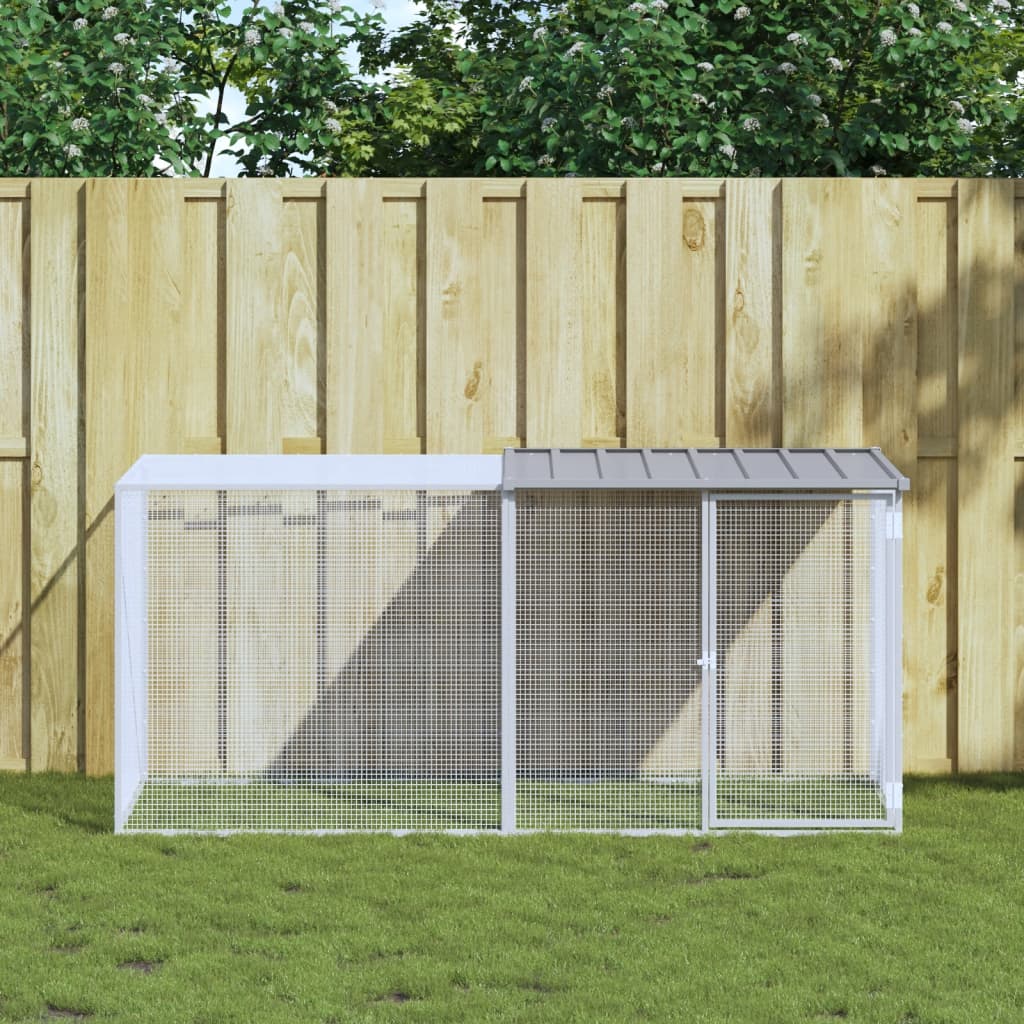 vidaXL Gallinero con techo acero galvanizado gris claro 203x98x90 cm
