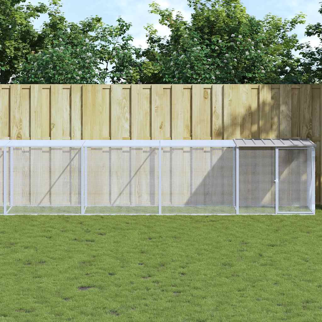 vidaXL Gallinero con techo acero galvanizado gris claro 803x98x90 cm