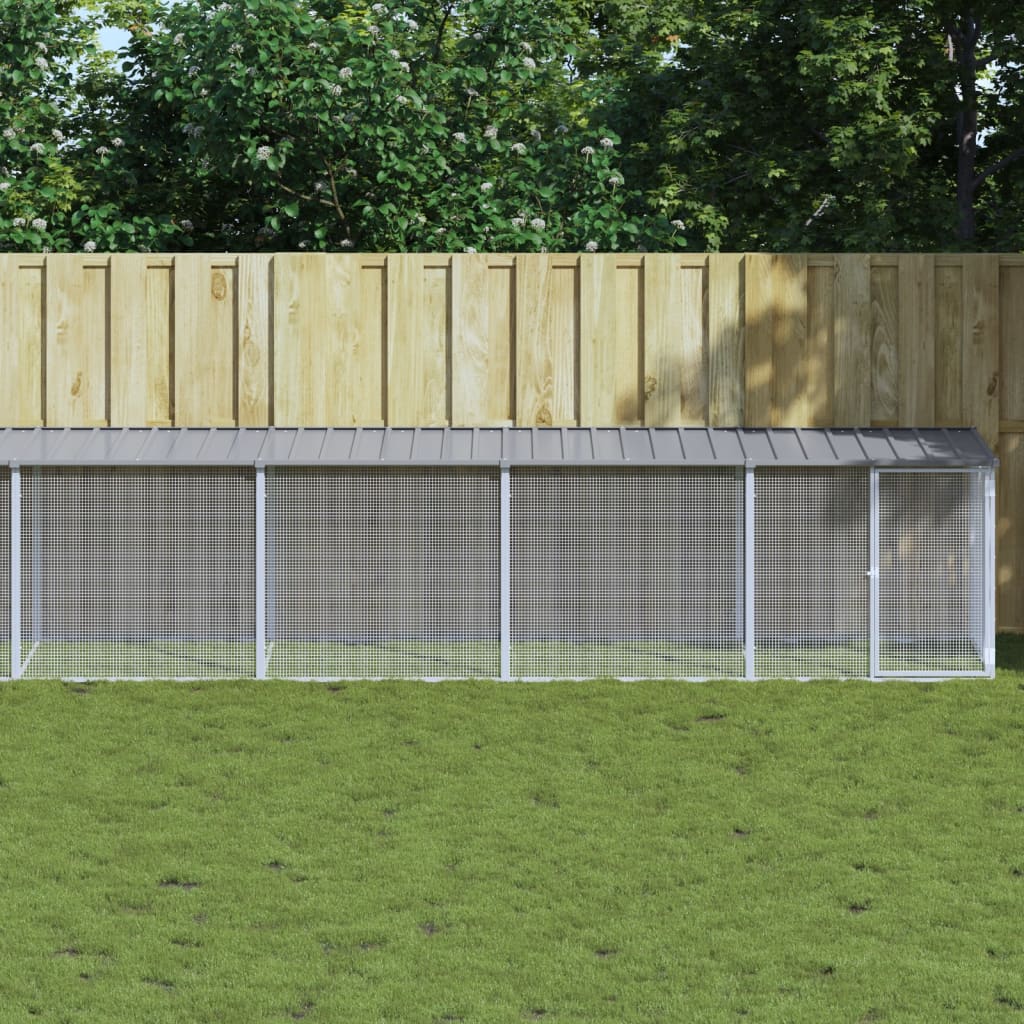 vidaXL Gallinero con techo acero galvanizado gris claro 1003x98x90 cm