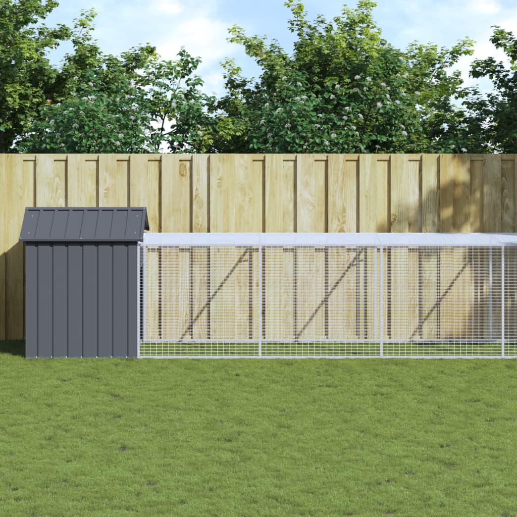 vidaXL Jaula gallinas con corral acero galvanizado gris 117x1221x123cm