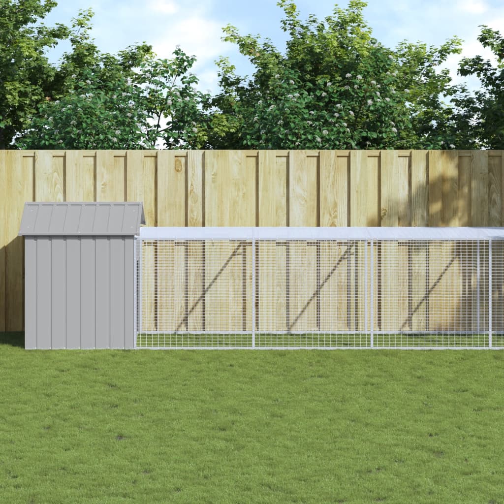vidaXL Gallinero y corral acero galvanizado gris claro 117x1221x123 cm