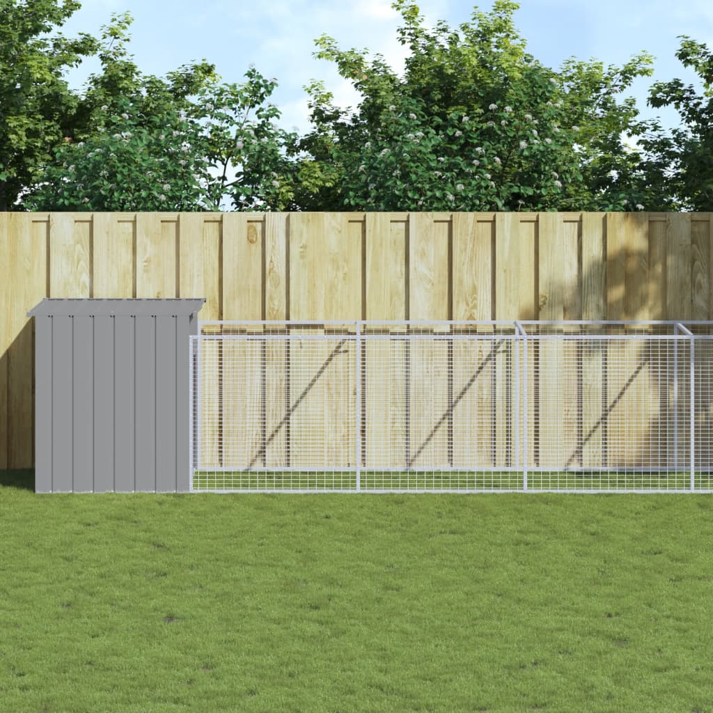vidaXL Caseta perro corral acero galvanizado gris claro 110x1017x110cm