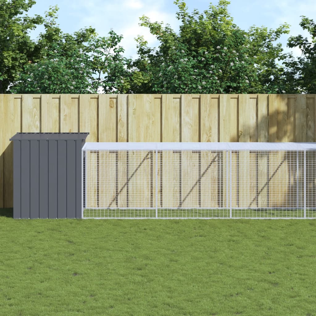 vidaXL Gallinero con corral acero galvanizado gris 110x1221x110 cm