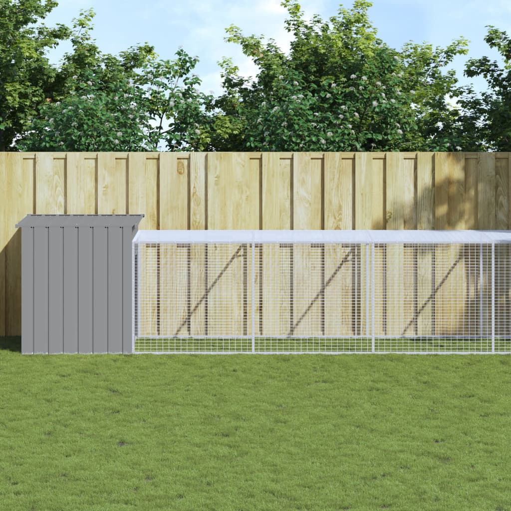 vidaXL Gallinero y corral acero galvanizado gris claro 110x1221x110 cm