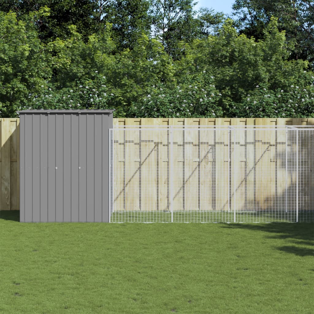 vidaXL Caseta perro corral acero galvanizado gris claro 165x1271x181cm