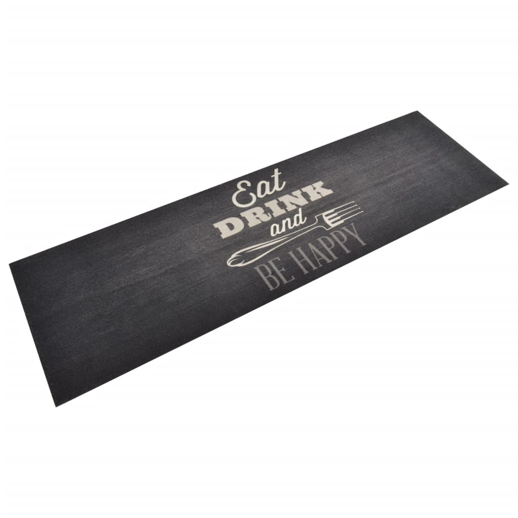 vidaXL Alfombra de cocina lavable terciopelo negro 60x180 cm