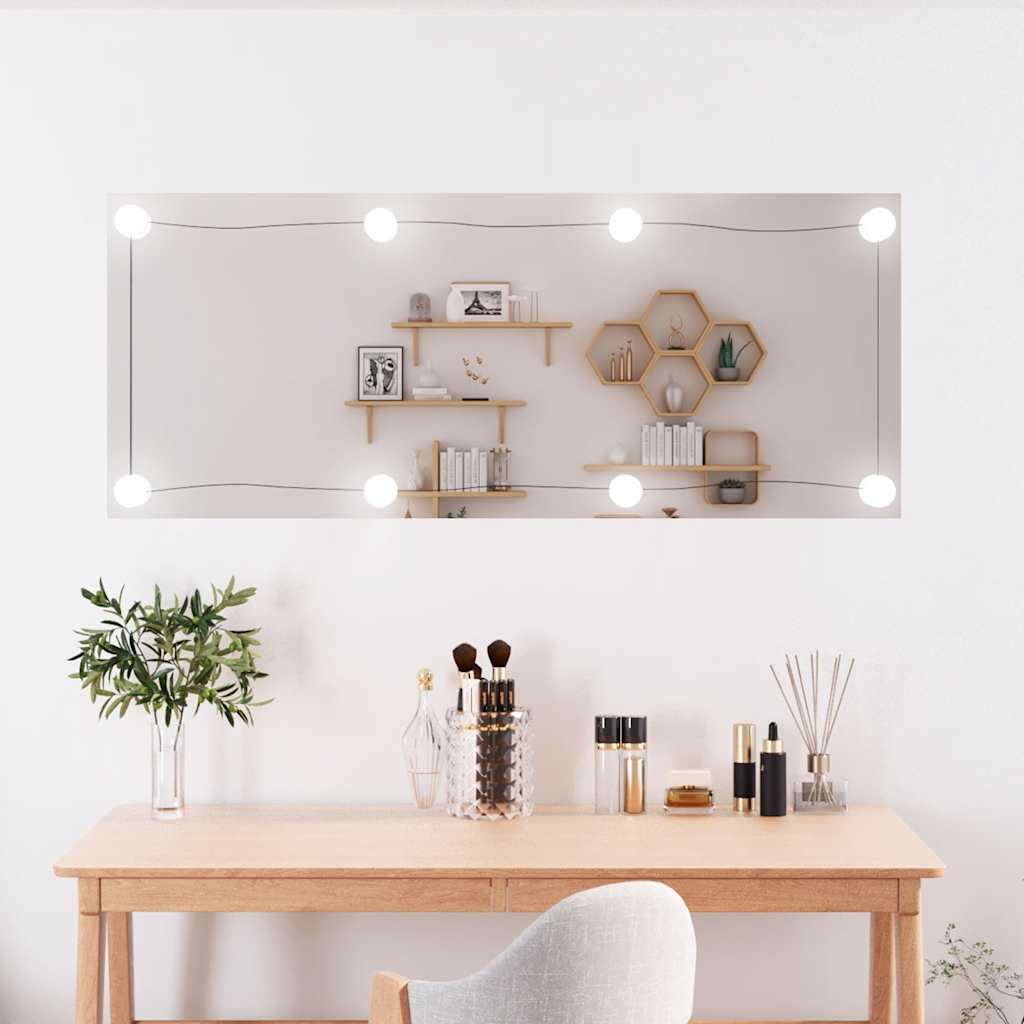 vidaXL Espejo de pared rectangular con luces LED vidrio 40x100 cm