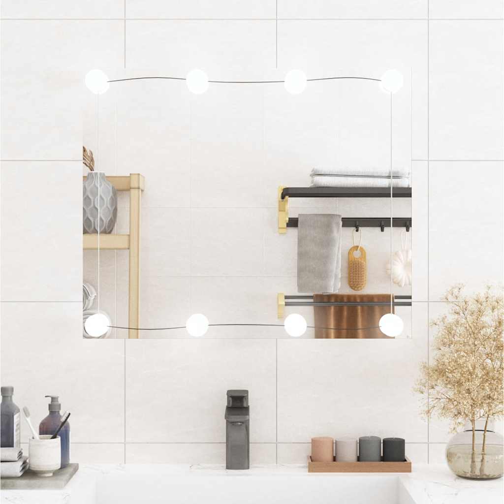 vidaXL Espejo de pared rectangular con luces LED vidrio 50x60 cm