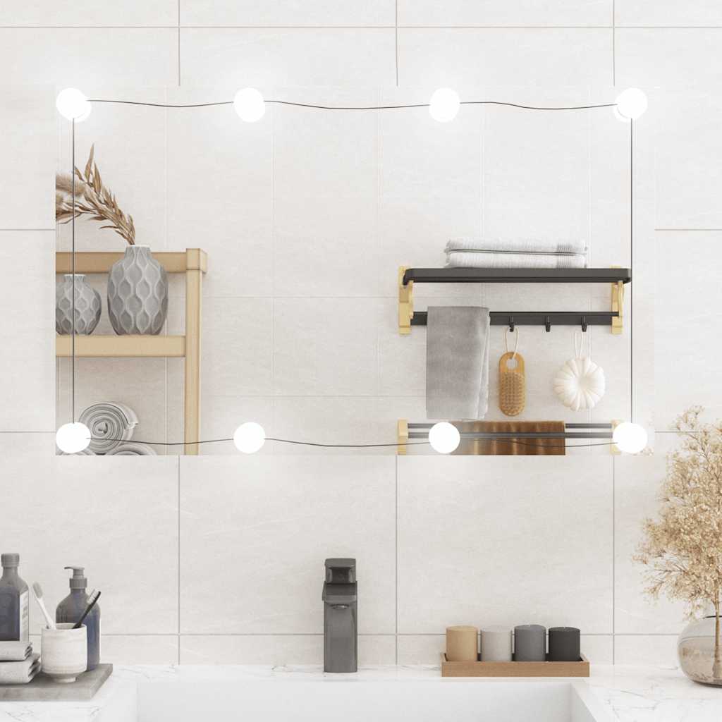 vidaXL Espejo de pared rectangular con luces LED vidrio 50x80 cm