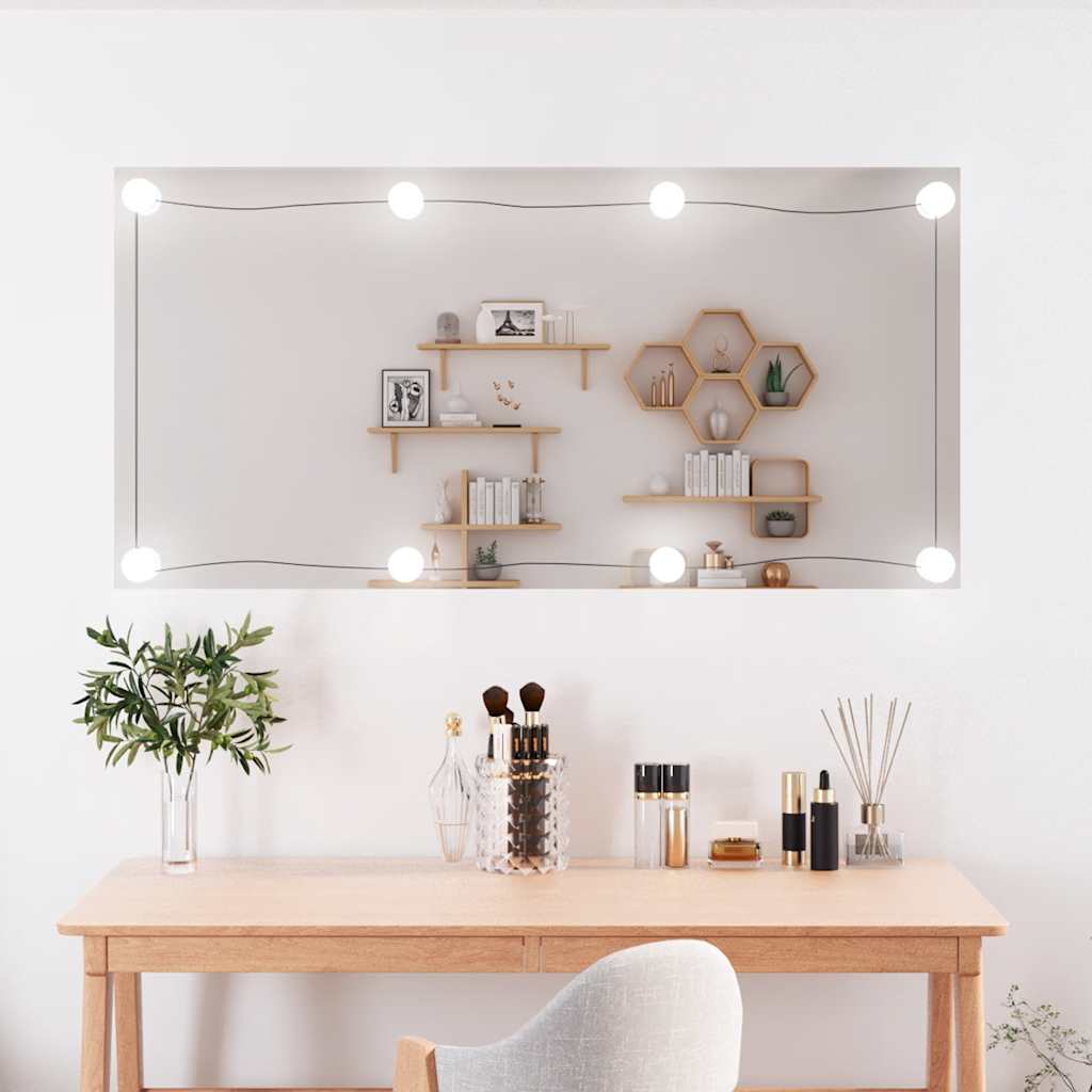 vidaXL Espejo de pared rectangular con luces LED vidrio 50x100 cm