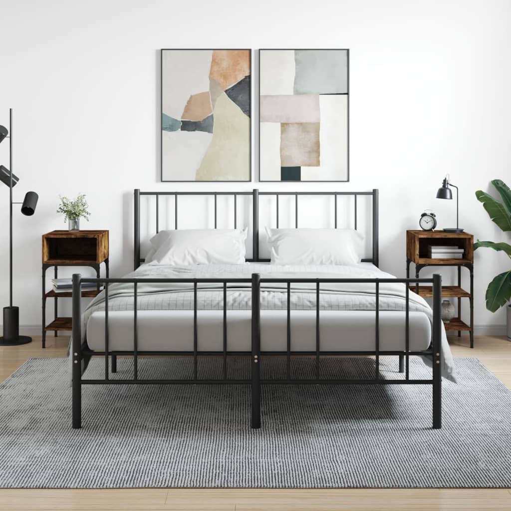 vidaXL Mesita noche 2 uds madera ingeniería roble ahumado 35x34,5x70cm