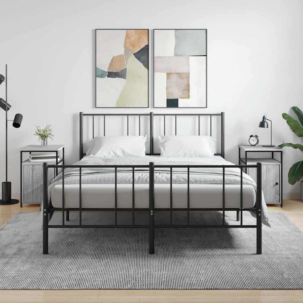 vidaXL Mesitas de noche 2 uds madera contrachapada gris 40x42x60 cm