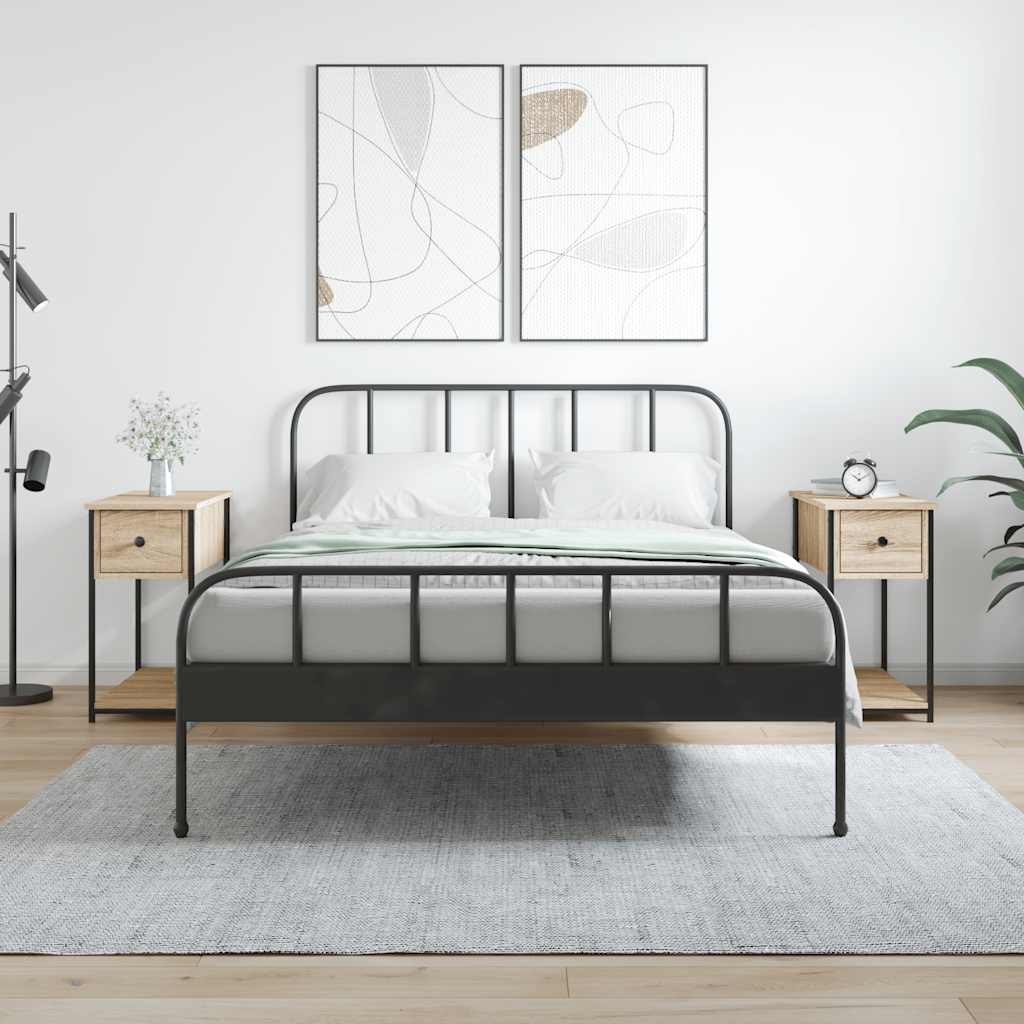 vidaXL Mesitas noche 2 uds madera ingeniería roble Sonoma 30x60x60 cm