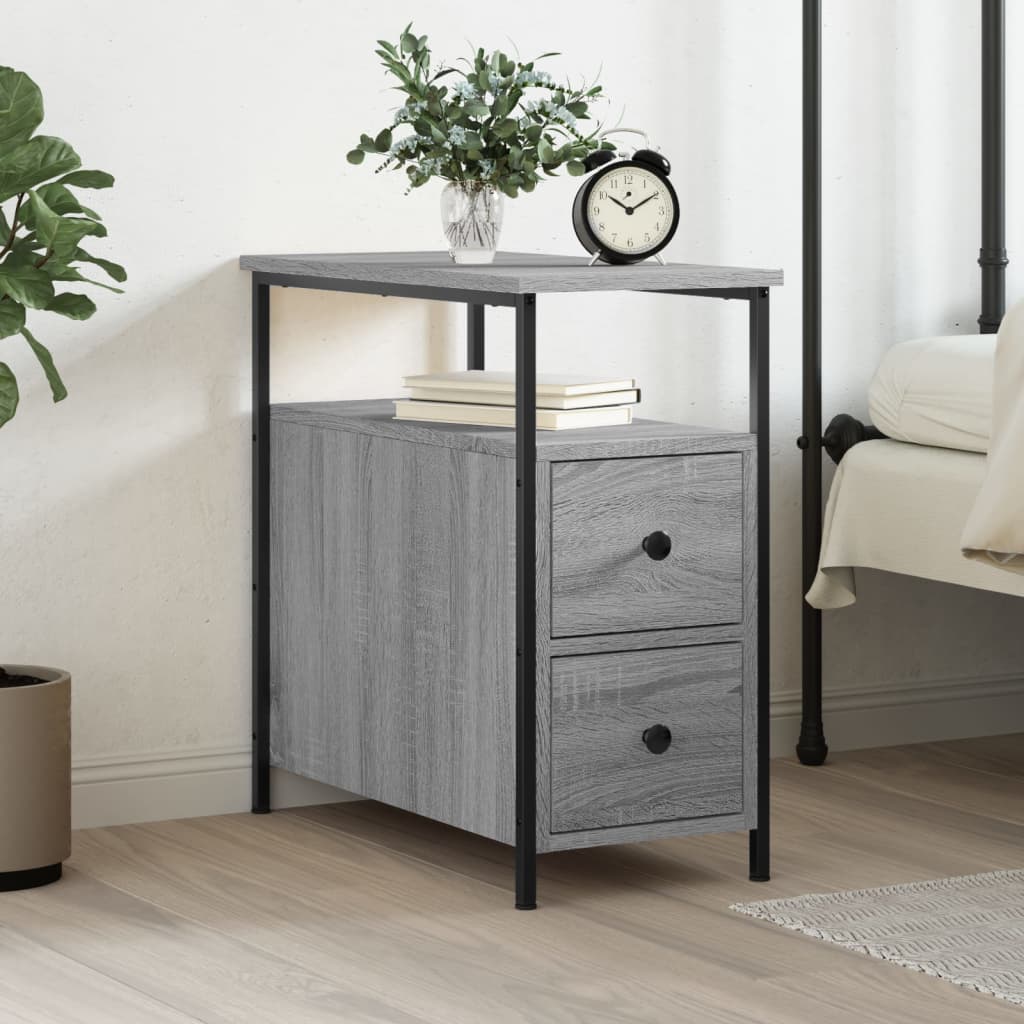 vidaXL Mesita de noche madera de ingeniería gris Sonoma 30x60x60 cm