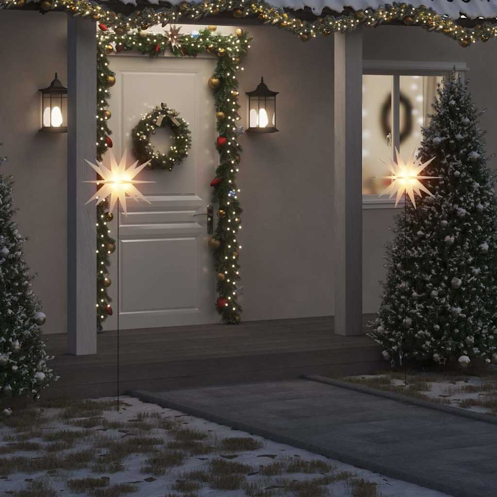vidaXL Lámpara de Navidad LED plegable 3 unidades blanco 57 cm