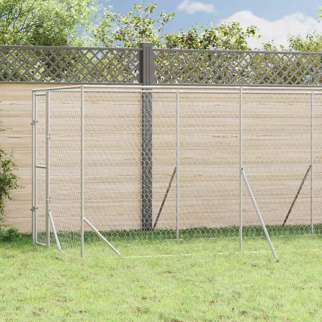vidaXL Perrera de exterior acero galvanizado plateado 2x6x2 m