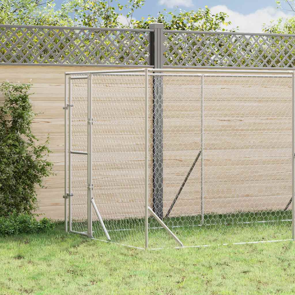 vidaXL Perrera de exterior acero galvanizado plateado 2x10x2 m