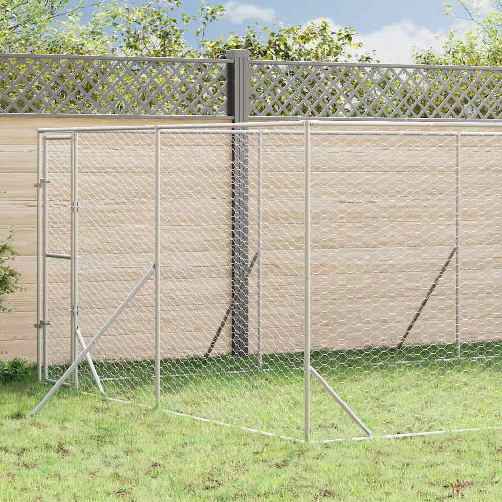 vidaXL Perrera de exterior acero galvanizado plateado 4x16x2 m