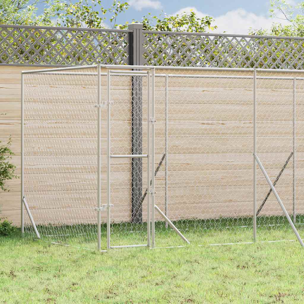 vidaXL Perrera de exterior acero galvanizado plateado 6x2x2 m