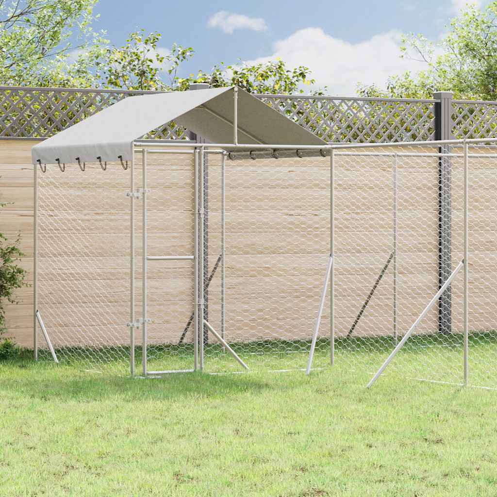 vidaXL Perrera de exterior con toldo acero galvanizado plata 10x6x2,5m