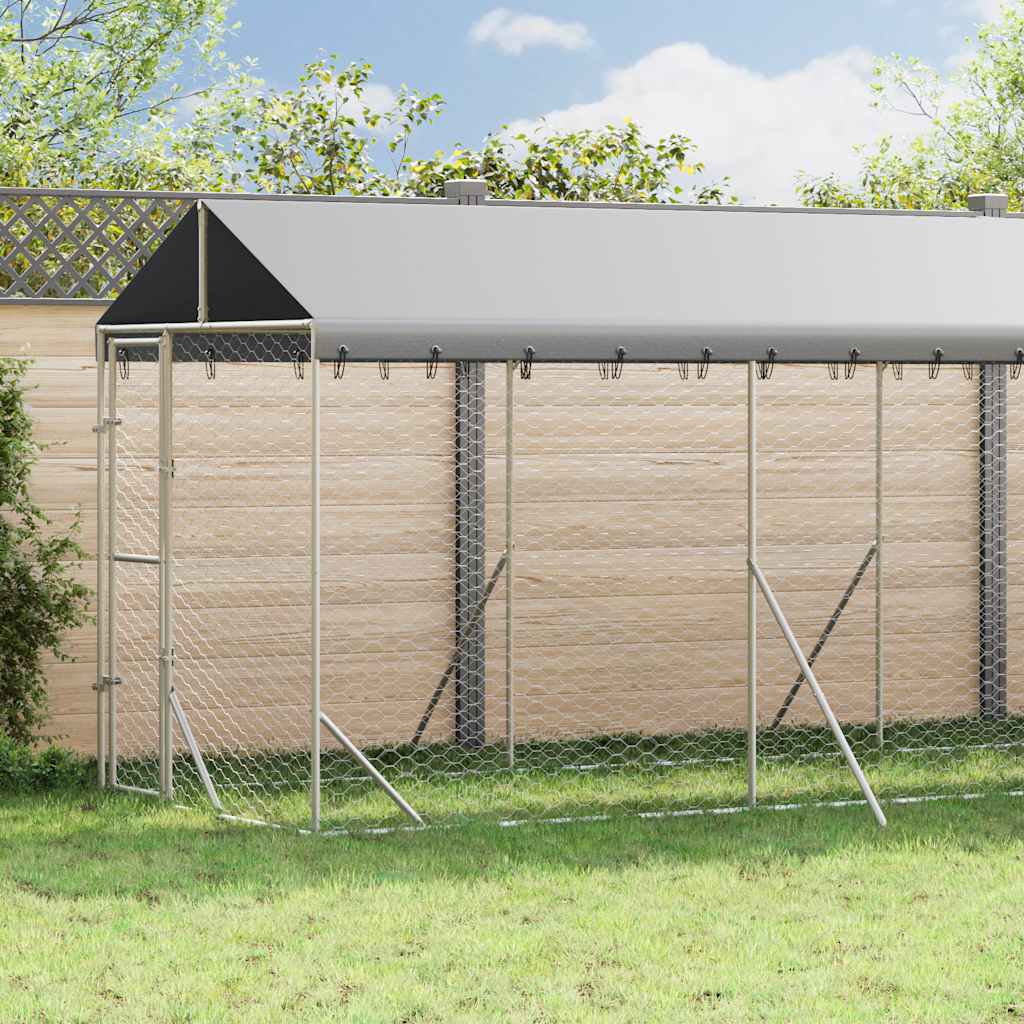 vidaXL Perrera de exterior con toldo acero galvanizado plata 2x14x2,5m