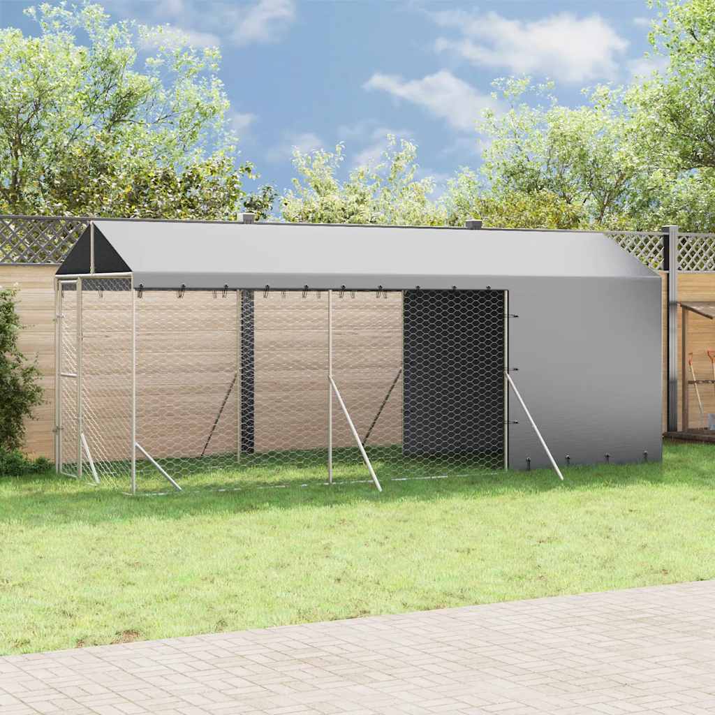 vidaXL Perrera de exterior con toldo acero galvanizado plata 2x6x2,5 m