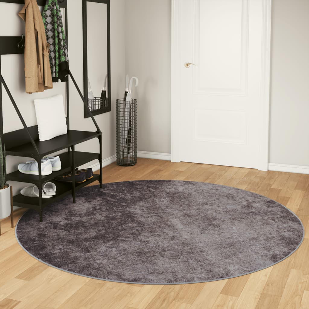 vidaXL Alfombra lavable gris Ø 200 cm