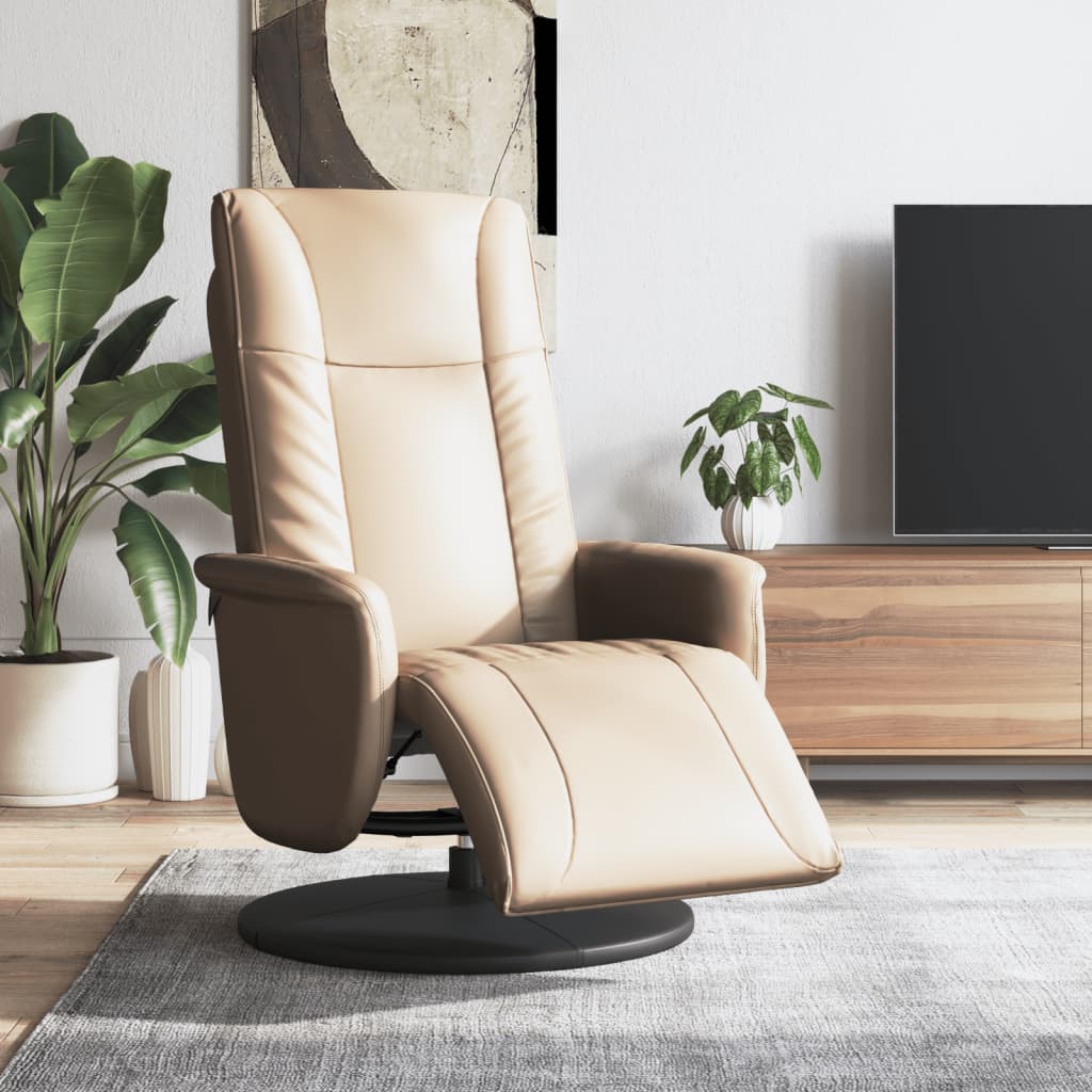 vidaXL Sillón reclinable con reposapiés cuero sintético capuchino
