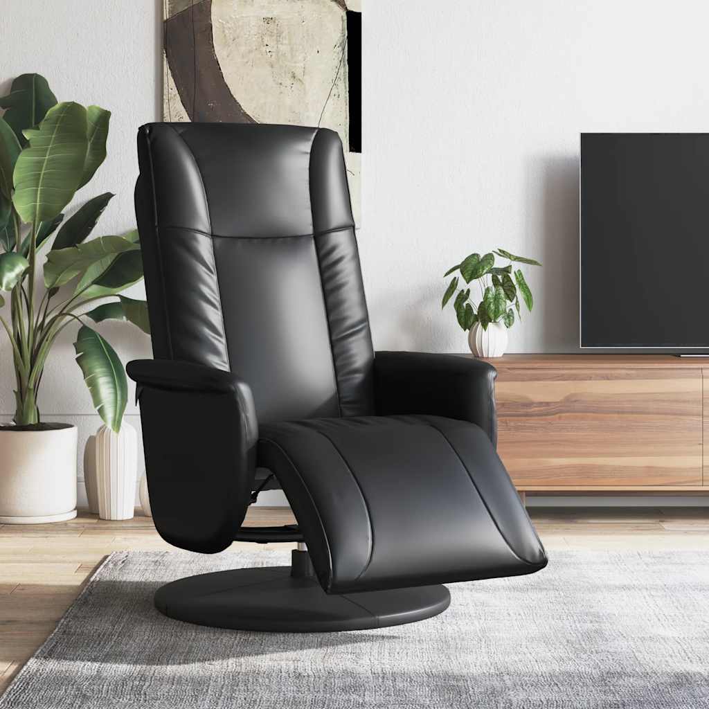 vidaXL Sillón reclinable con reposapiés cuero sintético negro