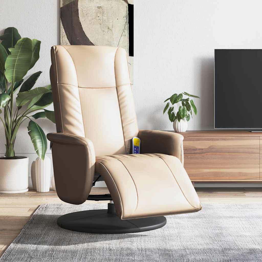 vidaXL Sillón reclinable masaje reposapiés cuero sintético capuchino