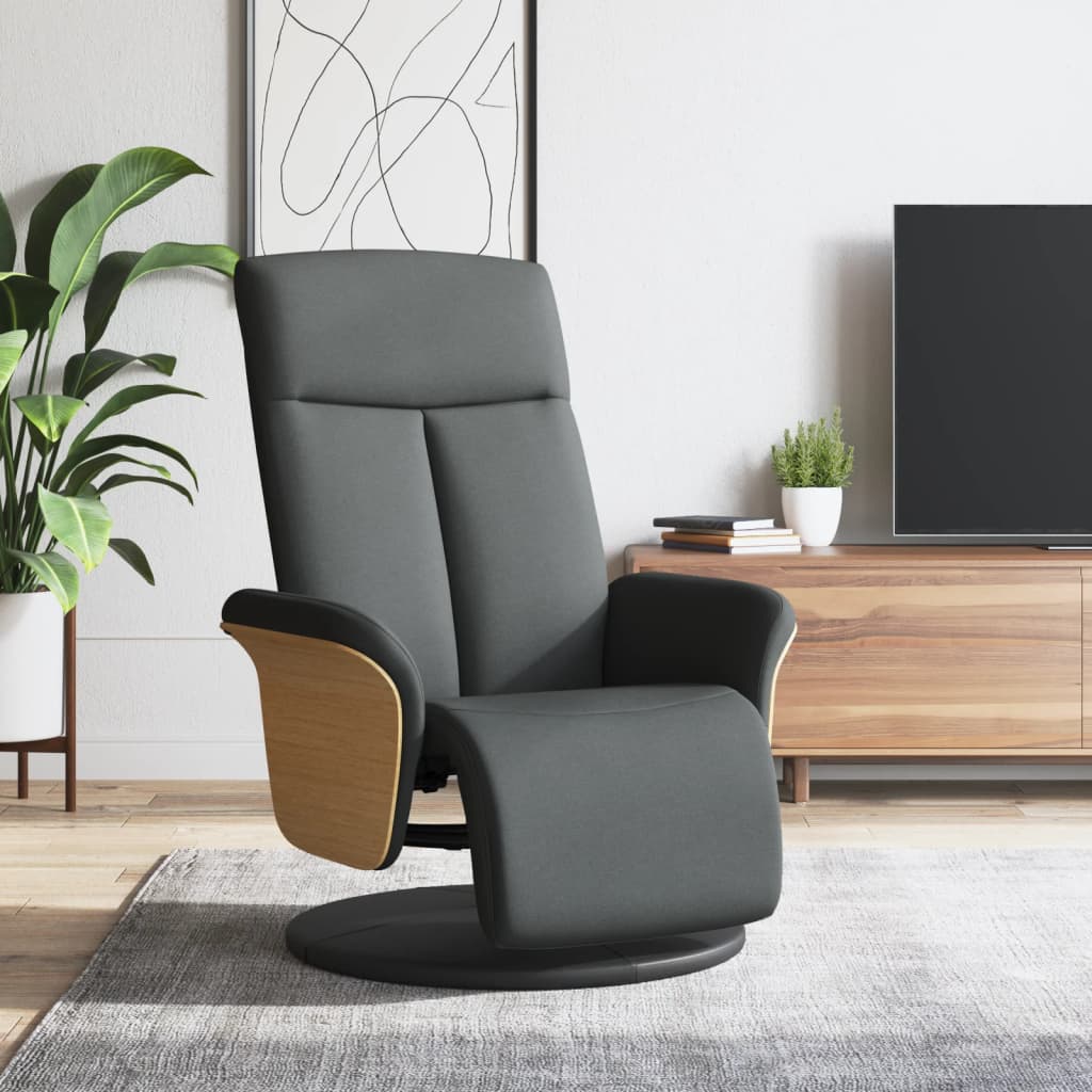 vidaXL Sillón reclinable con reposapiés tela gris oscuro