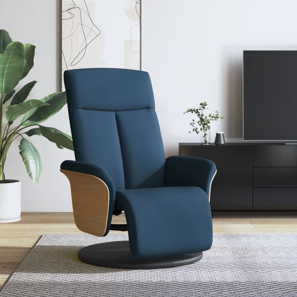 vidaXL Sillón reclinable con reposapiés tela azul