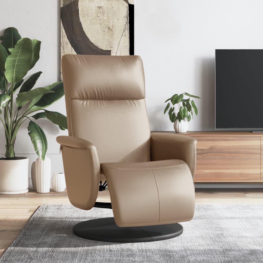 vidaXL Sillón reclinable con reposapiés cuero sintético capuchino