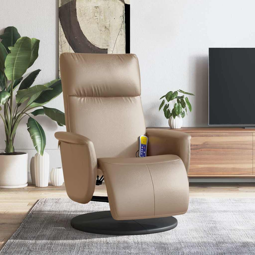 vidaXL Sillón reclinable masaje reposapiés cuero sintético capuchino