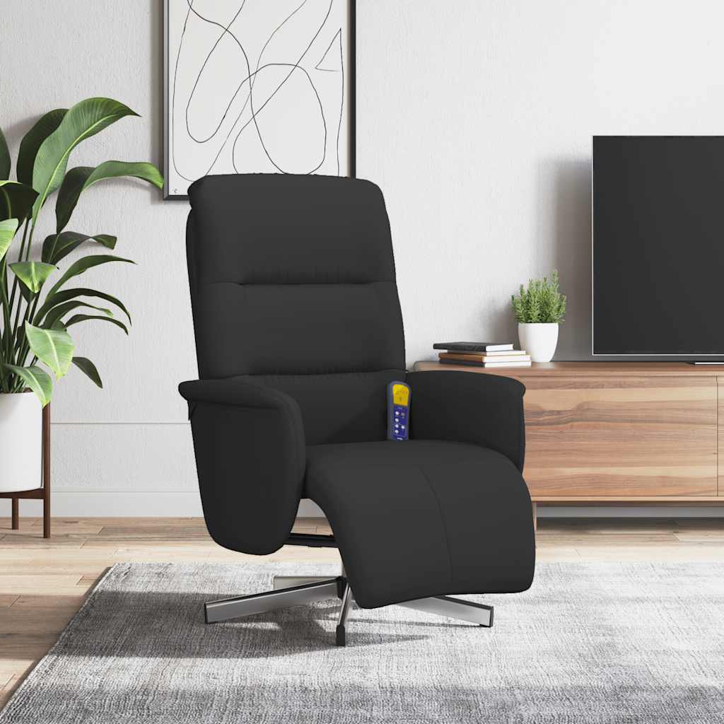 vidaXL Sillón reclinable de masaje con reposapiés tela negra