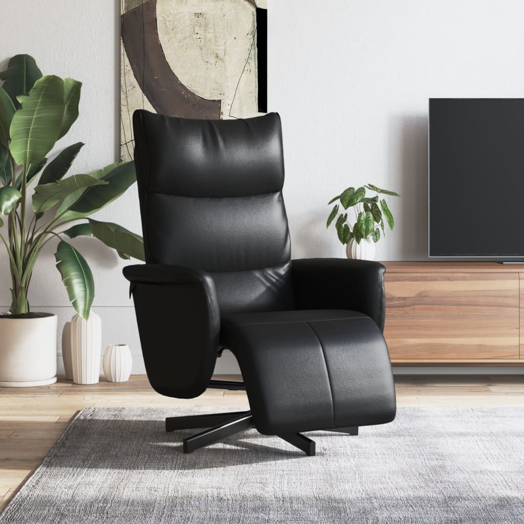 vidaXL Sillón reclinable con reposapiés cuero sintético negro