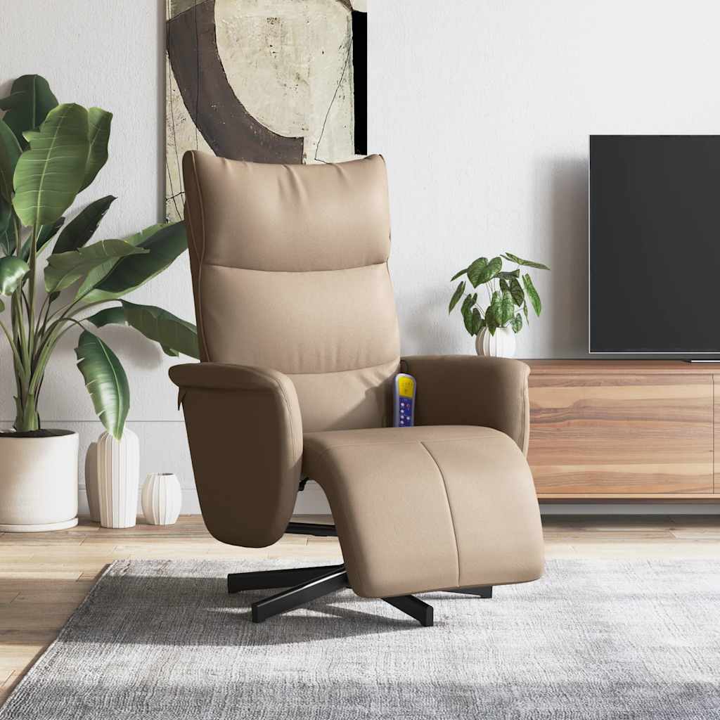 vidaXL Sillón reclinable masaje reposapiés cuero sintético capuchino