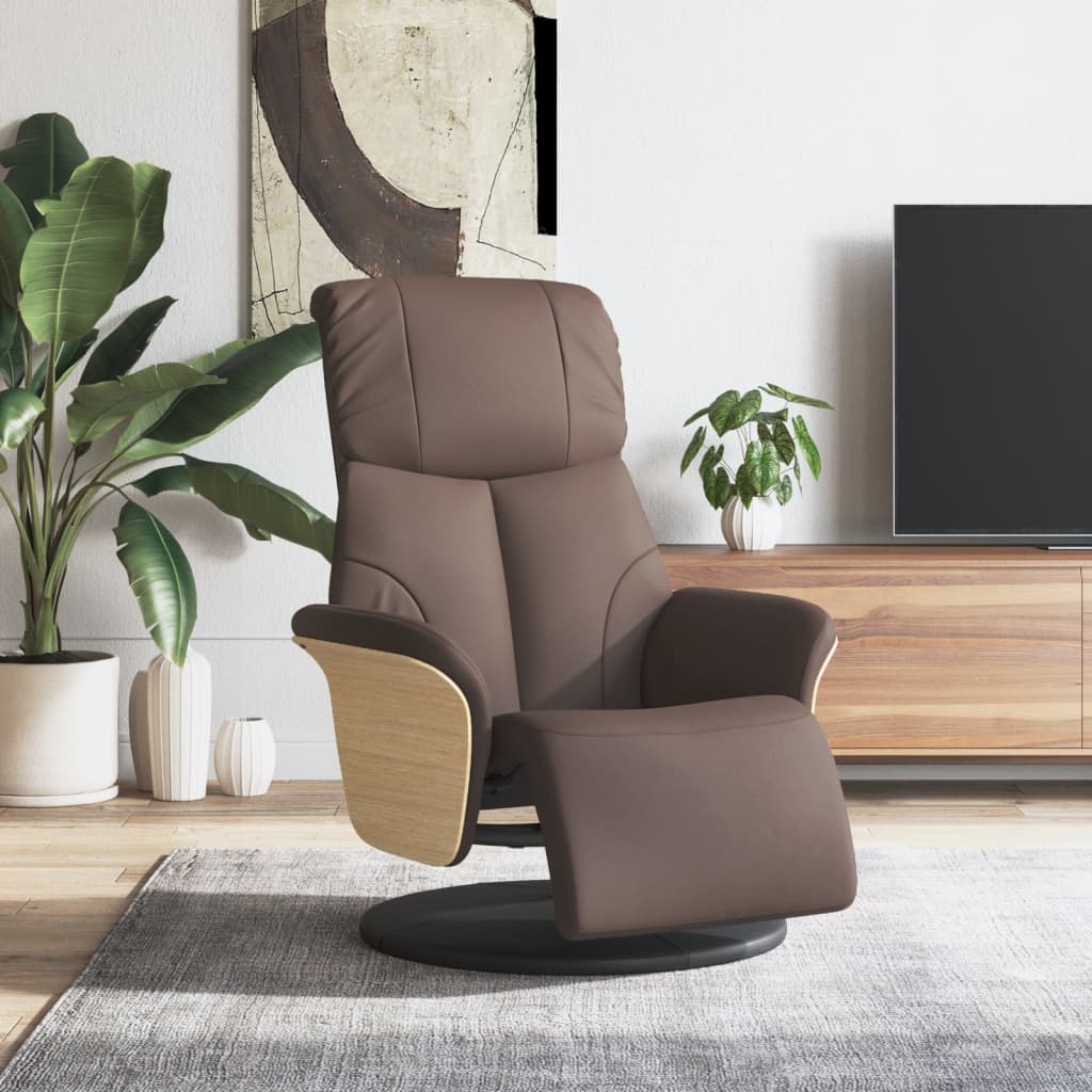 vidaXL Sillón reclinable con reposapiés cuero sintético marrón