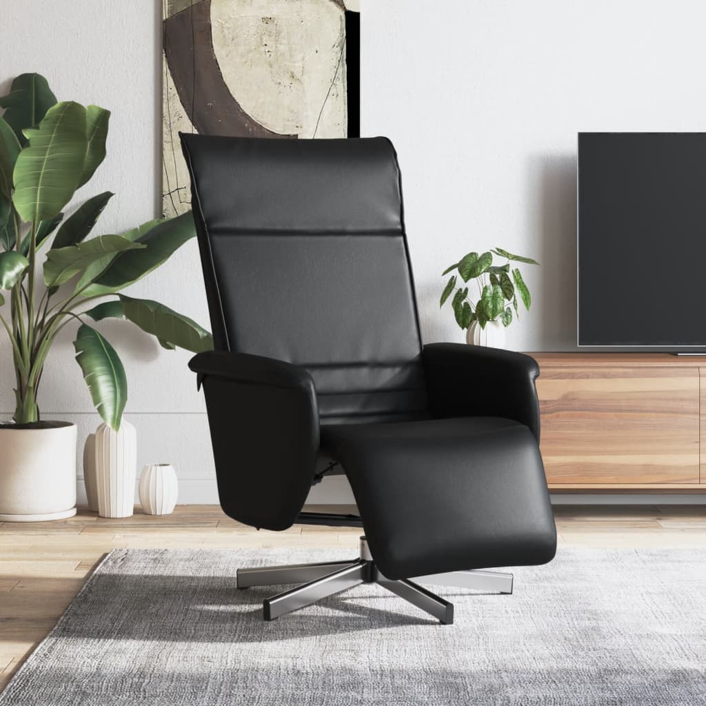 vidaXL Sillón reclinable con reposapiés cuero sintético negro